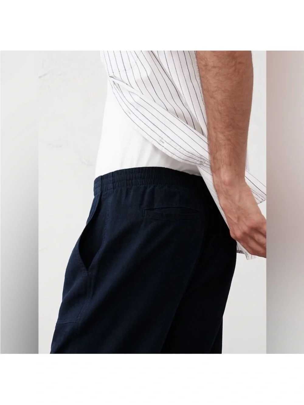 NWT! Banana Republic Navy Linen-Blend Pull-On Pant  - Size Medium 🩷
